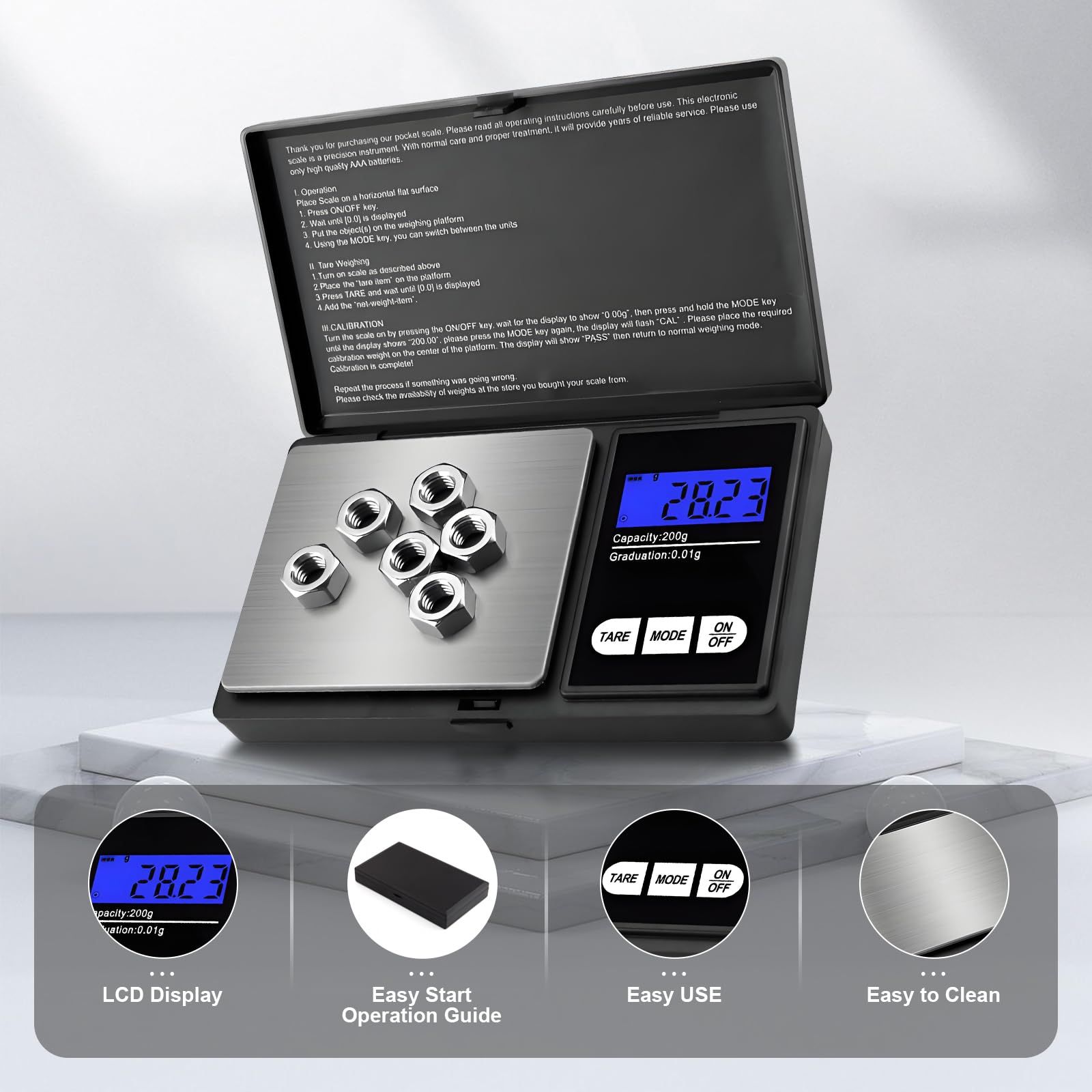 Candle Wax Scale - ミニデジタルポケットスケール 0.01g 高精度ステンレス鋼ポータブルジュエリーゴールドグラム重量バランス電子スケールツール