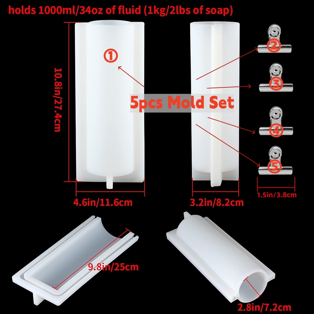 大きな円筒形石鹸型（クリップ付き）、1000mlシリコン製円 - Candle Supplies Store のレビューと価格