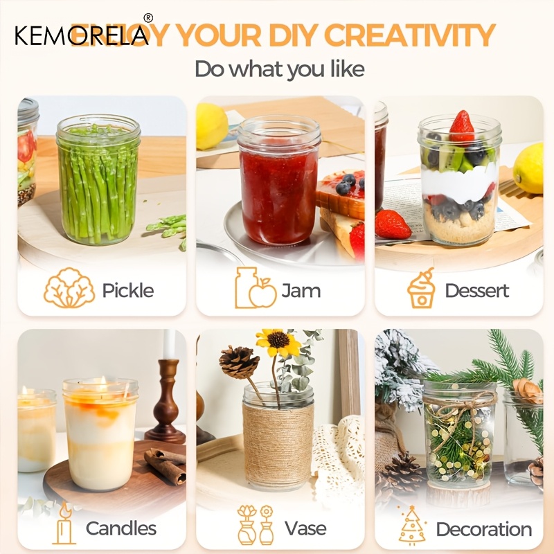 KEMORELA メイソンジャー 350 ミリリットル蓋付き - Mason Jar 8Oz のレビューと価格